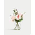 Moss & Sweetpea Artificial Bouquet in Glass Vase - Pink, Pink