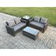 Fimous - Wicker Rattan Garden Furniture Sofa Set with Rectangular Coffee Table Double Seat Sofa Side Table Outdoor Rattan Set Dark Grey Mixed