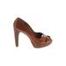 Stuart Weitzman Heels: Pumps Platform Boho Chic Brown Print Shoes - Women's Size 9 - Peep Toe