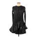 Nha Khanh Casual Dress - Mini Crew Neck Long sleeves: Black Solid Dresses - Women's Size 6