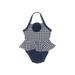 Old Navy One Piece Swimsuit: Blue Checkered/Gingham Sporting & Activewear - Size 12-18 Month