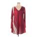 Simply Aster By Firmiana Casual Dress - A-Line V Neck Long sleeves: Burgundy Color Block Dresses - New - Women's Size 1X
