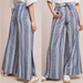 Anthropologie Pants & Jumpsuits | Anthropologie Beachy Striped Pants Womens 6 Blue White Belted Split Cuff Pleated | Color: Blue/White | Size: 6