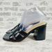Nine West Shoes | New Nine West Kindee 3 Black Leather Block Heel Slip On Sandals V78 | Color: Black | Size: 7.5