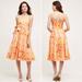 Anthropologie Dresses | Anthropologie Freya Poplin Dress Orange White Fit & Flare Midi Size 0 Petite | Color: Orange/White | Size: 0p