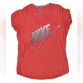 Nike Tops | Nike Womens Shirt Adult Xlarge Coral Red Spell Out Swoosh Athletic Outdoors | Color: Orange/Pink | Size: Xl