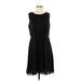 DKNY Casual Dress - Mini Crew Neck Sleeveless: Black Print Dresses - Women's Size Small