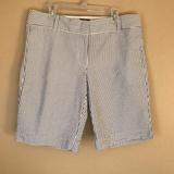 J. Crew Shorts | J. Crew City Fit Pin Stripe Cotton Bermuda Chino Shorts White Blue | Color: Blue/White | Size: 4