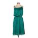 The Limited Casual Dress - Party Scoop Neck Sleeveless: Teal Print Dresses - New - Women's Size X-Small