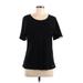 Calvin Klein Short Sleeve Blouse: Black Polka Dots Tops - Women's Size Medium