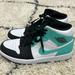 Nike Shoes | Brand New Nike Mens Air Jordan 1 Mid In Mint, Black & White | Color: Green/White | Size: 9.5