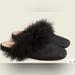 J. Crew Shoes | J. Crew Feather-Trimmed Mule Slides In Moire Silk Worn Once | Color: Black | Size: 12
