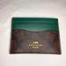 Coach Bags | Coach Id And Credit Card Holder Brown Logo Print & Green Slim | Color: Brown/Green | Size: Os