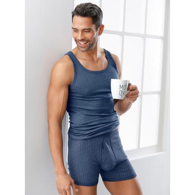 Unterhemd WÄSCHEPUR, Herren, Gr. 5, Normalgrößen, blau (marine, geringelt), 75% Baumwolle, 25% Polyester, ärmellos, Unterhemden Image