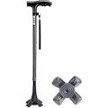 Walking Stick Aluminum Alloy Walking Canes with LED Light Handle Crutches 10 Adjustable Height Levels for Men Or Women Disabled and Elderly Mobility Cane with 4 Legs Non-Slip Base Max.200kg decorate