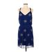 White House Black Market Casual Dress - Mini V Neck Sleeveless: Blue Dresses - Women's Size 8