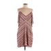 Parker Casual Dress - Shift V Neck Sleeveless: Tan Chevron/Herringbone Dresses - New - Women's Size Large