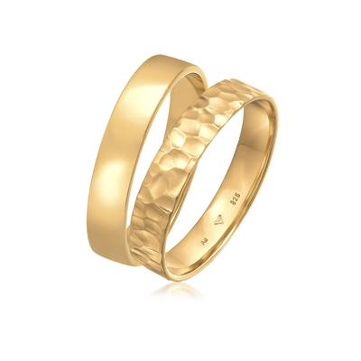 Ring-Set KUZZOI "Kuzzoi Ring Set Basic Gehämmert 925 Silber" Gr. 54, gold, Fingerringe, Herren, 54mm, Silber 925 (Sterlingsilber), 1mm Image