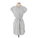 Japna Casual Dress - Shirtdress: Gray Stripes Dresses - Women's Size Small