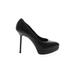 Yves Saint Laurent Heels: Slip-on Platform Cocktail Party Black Solid Shoes - Women's Size 38 - Round Toe