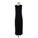 J.Jill Casual Dress - Midi Crew Neck Sleeveless: Black Print Dresses - Women's Size Small