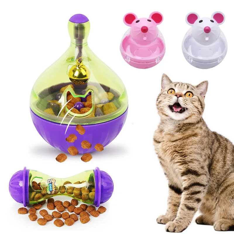 Jouets de fuite de nourriture pour chat, entonnoir interactif en plastique, distributeur de nourriture pour chat, gobelet en forme de boule de souris, Puzzle d'entraînement, fournitures pour animaux