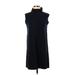 Zara Casual Dress - Shift Turtleneck Sleeveless: Blue Dresses - Women's Size Small