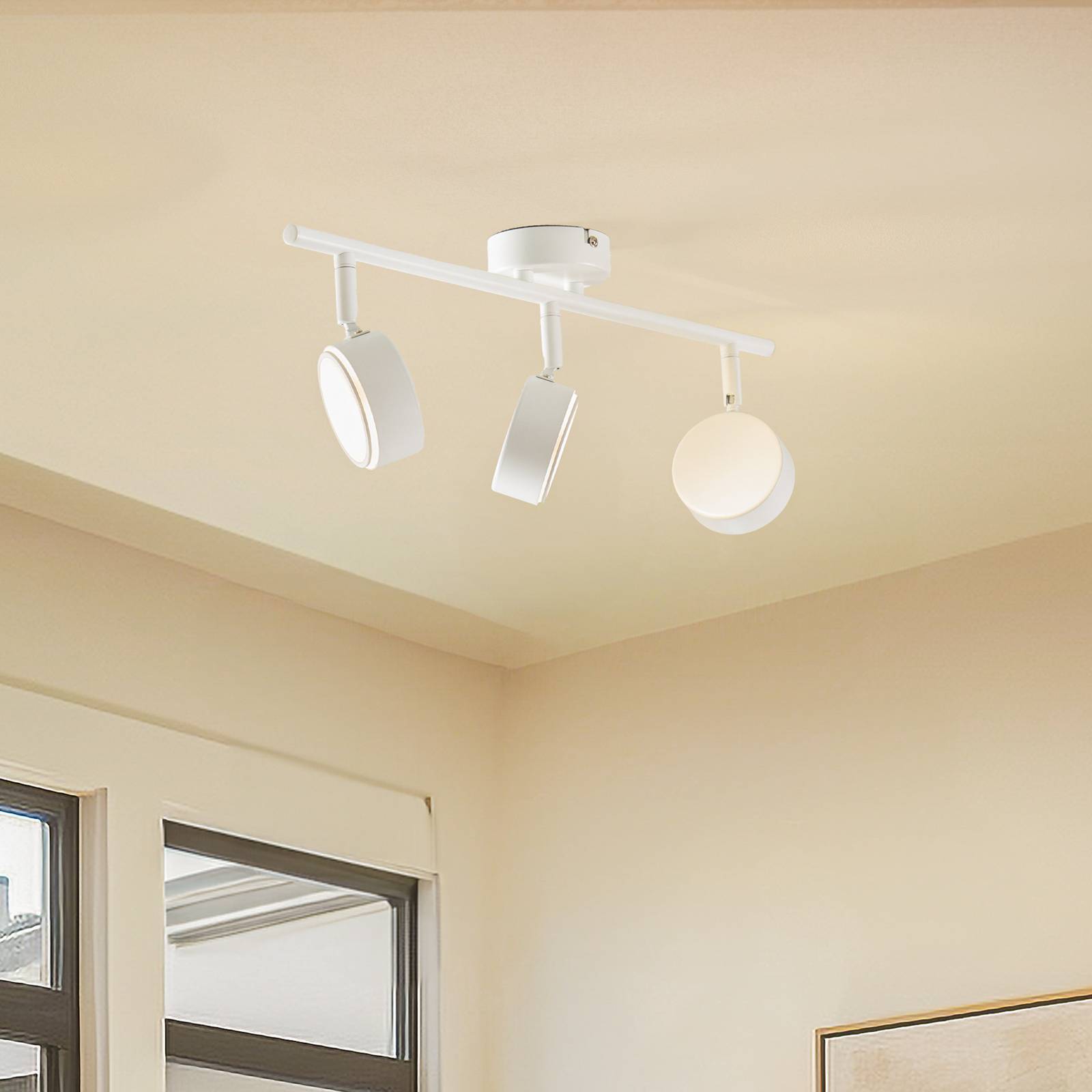 Lindby Strahler Jyla, weiß, 4.000 K, 3-flg., GX53 Jyla Lindby, dimmbar, weiß / opal, für Arbeitszimmer / Büro, Metall, Modern, Strahler