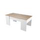 Table basse avec plateau relevable et rangement - Blanc / Bois