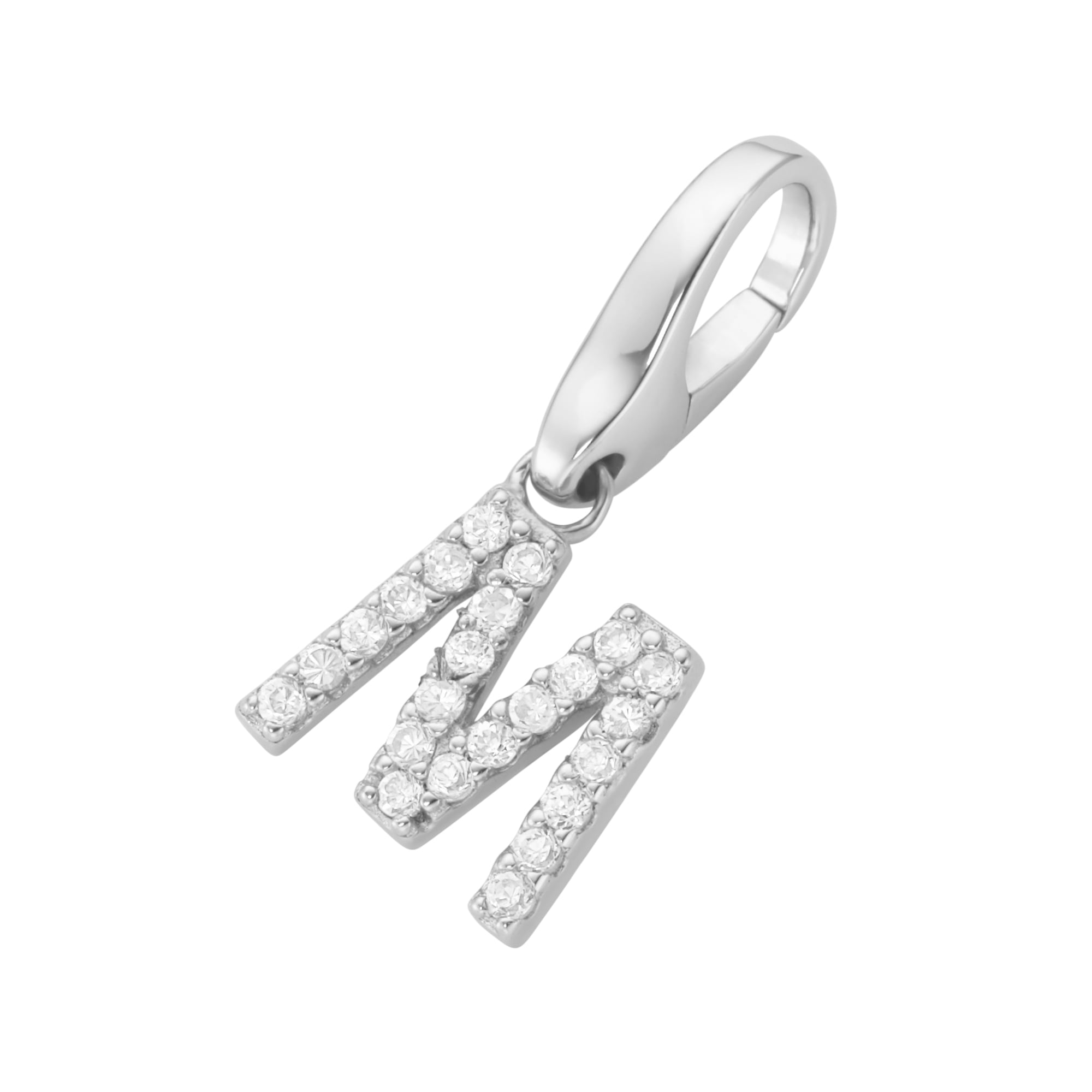 Charm Buchstabe "Buchstabe M, Zirkonia Steine, Silber 925", weiß, GIORGIO MARTELLO MILANO, Charms, Damen, Silber 925 (Sterlingsilber)