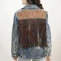 AD American Darling ADJKT023-M Genuine leather Hand tooled hand carved Women 100% cotton Denim jacket dress ladies girl