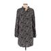 Ann Taylor LOFT Casual Dress - Shirtdress: Black Paisley Dresses - Women's Size X-Small