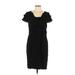 Megan Park Casual Dress - Sheath Square Short sleeves: Black Solid Dresses - Women's Size 10