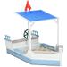 Outsunny Wooden Kids Sandbox with Covered Protection Under Canopy Blue