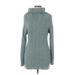 Casual Dress - Sweater Dress Turtleneck Long sleeves: Teal Print Dresses - Women's Size Medium