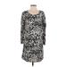 J.Crew Casual Dress - Shift Scoop Neck 3/4 sleeves: Ivory Leopard Print Dresses - Women's Size 4