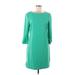 Eliza J Casual Dress - Shift Crew Neck 3/4 sleeves: Green Print Dresses - Women's Size 8