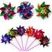 10 Pieces Plastic Rainbow Windmill Party Pinwheels DIY Pinwheel for Kids Toy Garden Party Lawn Decor