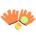 children toy 6 Pcs in 1 Set Outdoor Sports Toy Children Stick Ball and Plush Catch Glove Set for Preschool Home Kids(Orange Gloves 2 Pair Gloves and 2 Plush Ball)