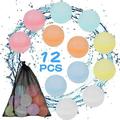 MIARHB 12PCS Water Toys 12/24PC Water Ball for Kids and Adult Self Sealing Assorted Water Bombs Water Fight Toy Ball Summer Playing Water Toys Water Ball Toy with Black Storage Bag 12PCS