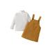 Calsunbaby Newborn Toddler Baby Girl Knit Rib Fly Long Sleeve Romper Top+Pocket Overall Dress Skirt+Headband 3Pcs Set Clothes