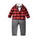 NIUREDLTD Toddler Boy Clothes 3Pcs Baby Boy Clothes Baby Plaid Shirt Suspender Pants Coat Set Outfit