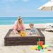 Coelon Sandbox with Cover and Bottom Liner 47 x 47 HDPE Kids Square Sandbox Brown