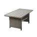 59 Inch Outdoor Aluminum Dining Table Gray Faux Wicker Slatted Surface - Saltoro Sherpi