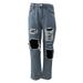 Womens Golf Pants Denim Elastic Waist Trousers Button Jeans Hole High Slacks Pocket Loose Women s Slacks Petite Sweatpants For Women