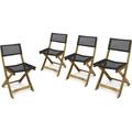 Truda Outdoor Acacia Wood Foldable Bistro Chairs With Wicker Seating (Set Of 4) - Teak Finish And Brown Wicker