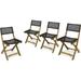 Truda Outdoor Acacia Wood Foldable Bistro Chairs With Wicker Seating (Set Of 4) - Teak Finish And Brown Wicker