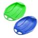 UHUYA Snow Sled for Kids Plastic Outdoor Winter Saucer Disc Snow Sleds with Handles Lightweight Snowboard Equipment Green & Blue 2pc