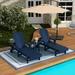 Polytrends Laguna All Weather Poly Pool Outdoor Chaise Lounge Set - with Square Side Table (3-Piece) Navy Blue