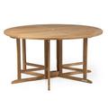Ash & Ember Grade A Teak 59 Round Dining Table Drop Leaf Design Indoor Outdoor Patio or Porch Dining Weather Resistant Solid Wood with Umbrella Hole